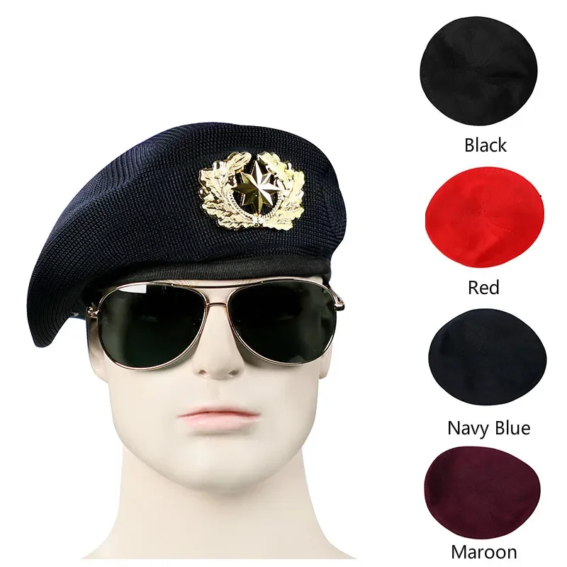 High Quality New Black Security Hat Breathable Men Women Berets Summer Military Training Mesh Cap