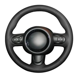 Black Faux Leather Car Steering Wheel Cover for Mini R56 R57 Coupe Cooper Clubman Roadster Clubvan Convertible 2004-2016