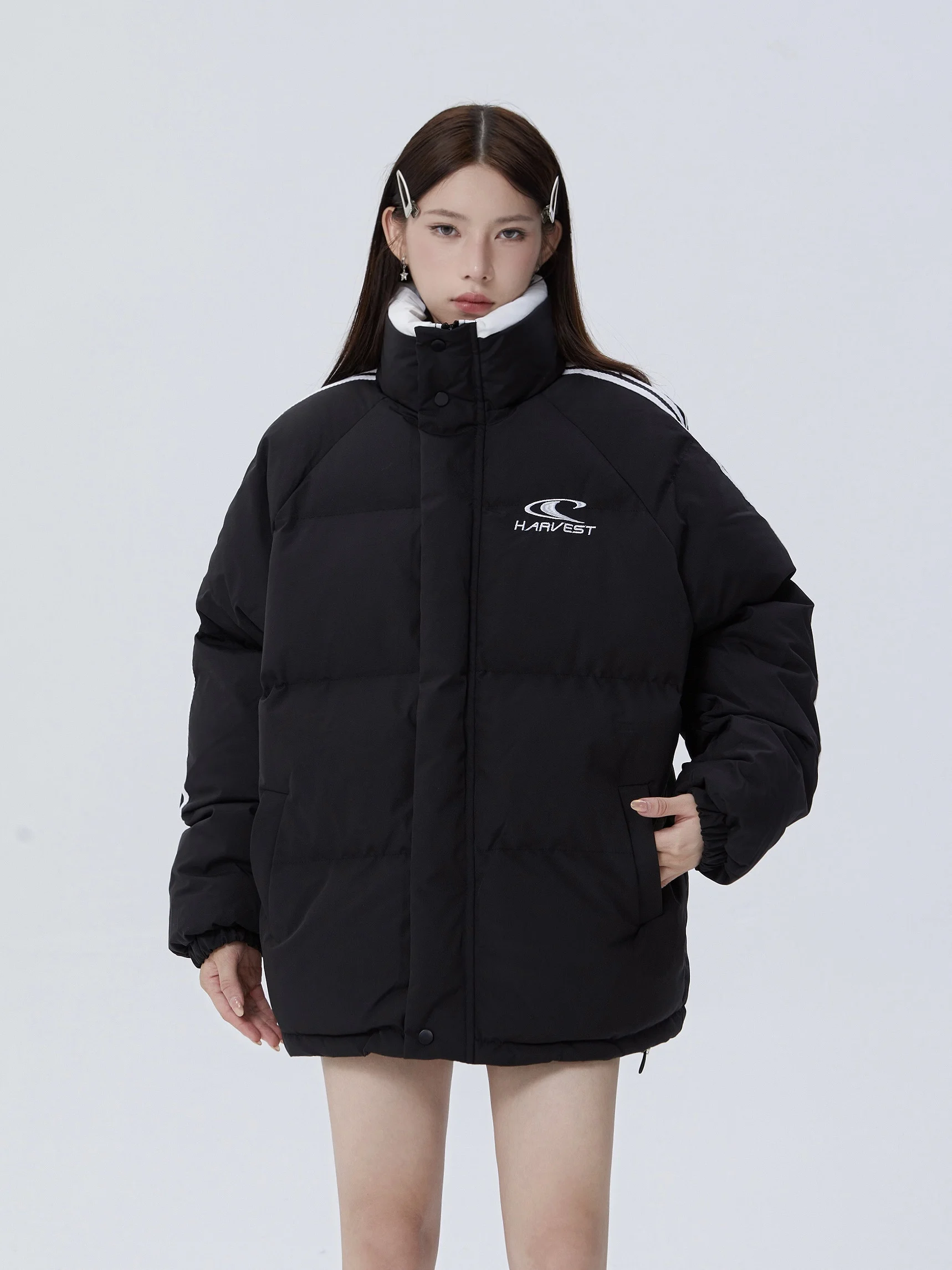 

Thiened Bread Sle Jaet Striped Cotton Coat for Men And Women Street Sle Winter Outerwear Loose Fit Original American ...