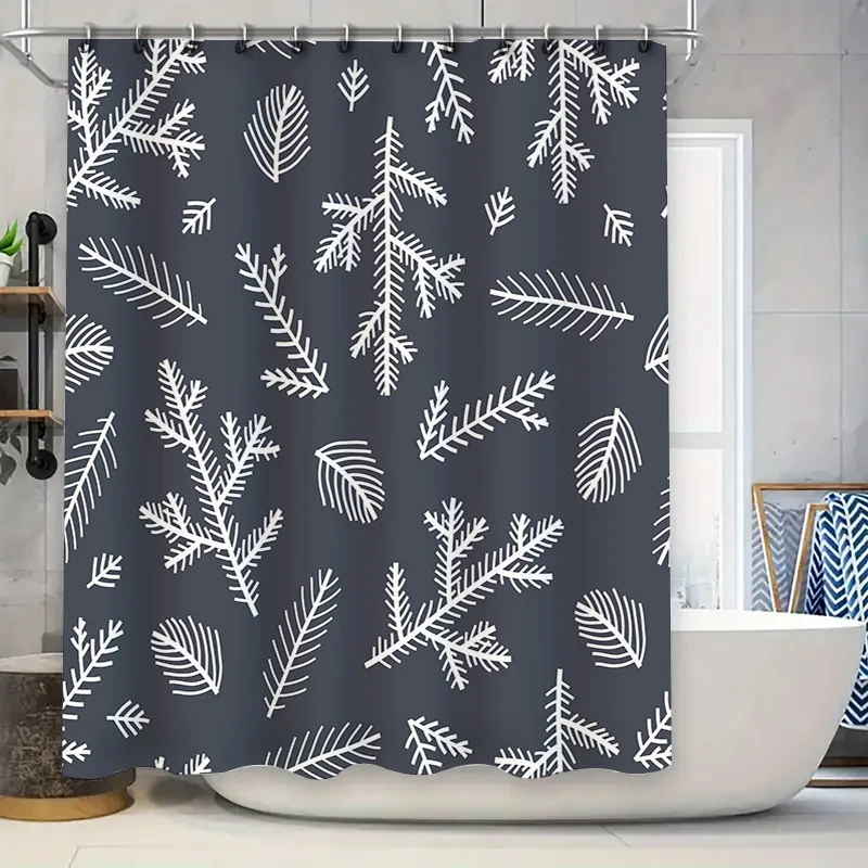 

Современная занавеска для душа в скандинавском стиле с листьями, водонепроницаемая подкладка для ванны, декоративная белая, черная, украшение для дома, темно-серая, большой размер 180x