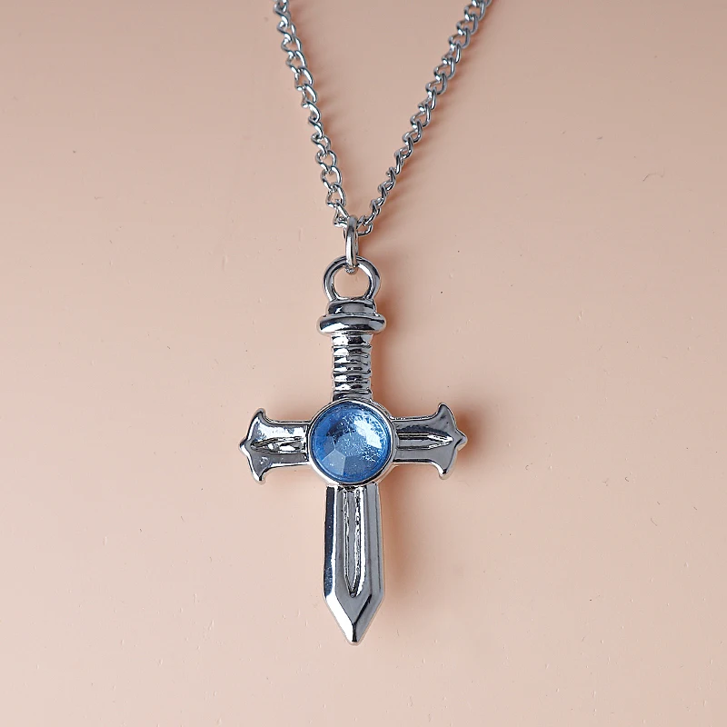 Hot Cross Necklaces Pendants Anime Cosplay Custome Metal Choker Necklace Women Men Jewelry Collier Femme 