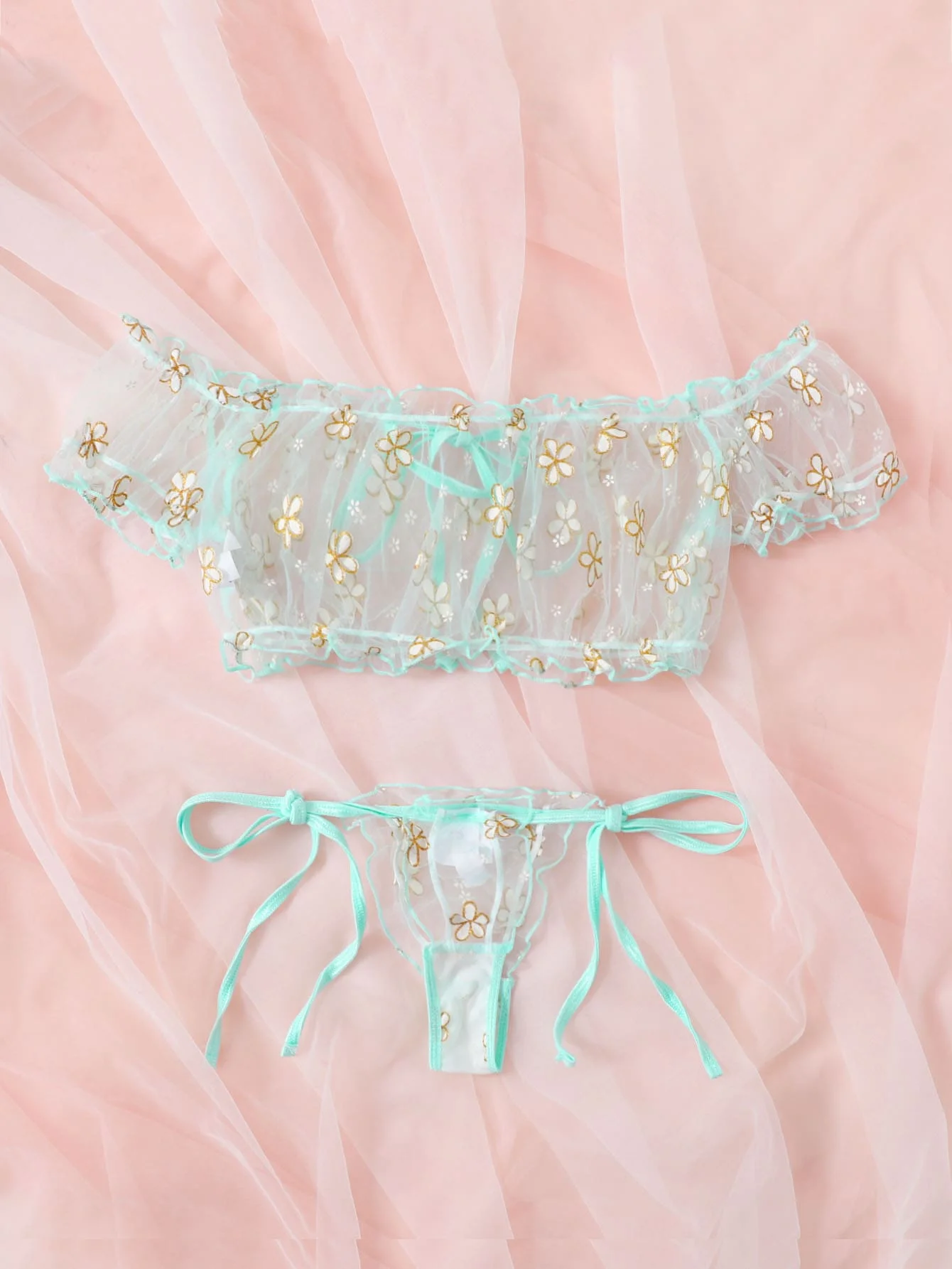 Sexy Transparent Lingerie Women's bra Brief sets Underwear For Women Summer Mesh Floral Lace Underpants Female Panty Intimates