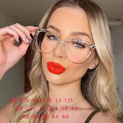 TR90 Metal Irregular Rhombus Frame Women's Nearsighted Glasses Anti-glare Spring Hinges Myopia Glasses -0.5 -1.0 -2.0 To -6.0
