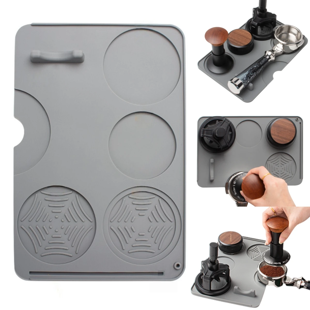 Espresso Silicone Tamping Mat with Tamper Slot for Portafilter 51 to 58mm Accessories Non Slip Coffee Mat 9 4x6 3 Inch Workspace