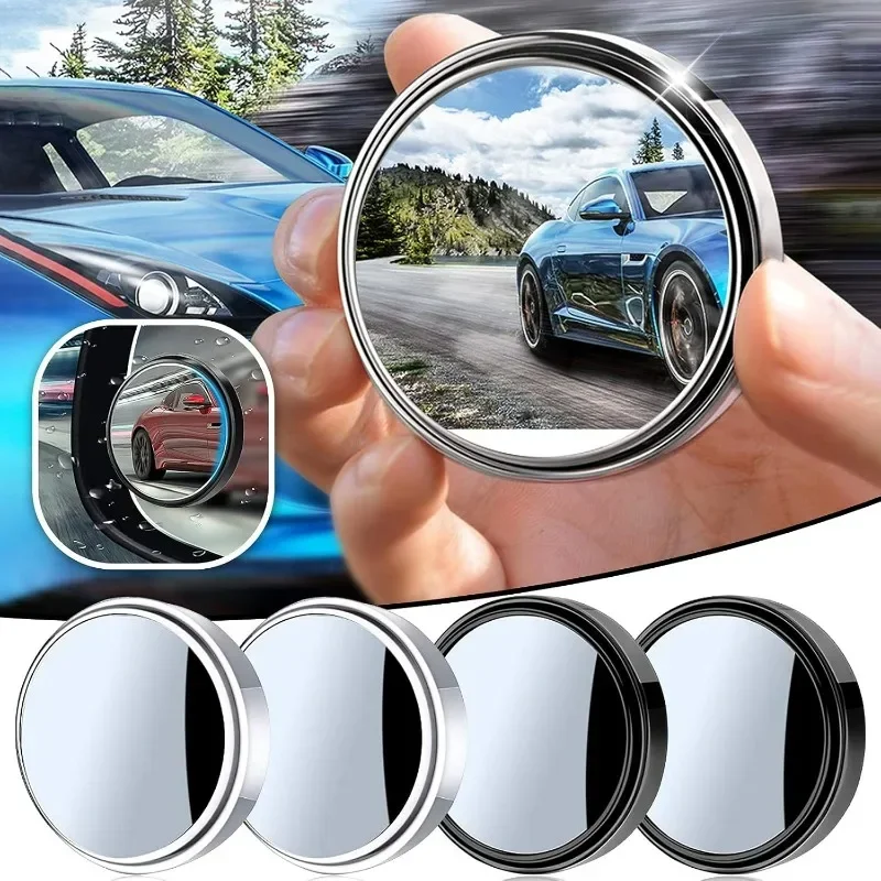 2 Stück Auto-Zusatz-Rückspiegel 360 Grad Verstellbarer Toter-Winkel-Spiegel Runder Rahmen Weitwinkel-Spiegel für Auto-Rückfahrsicht
