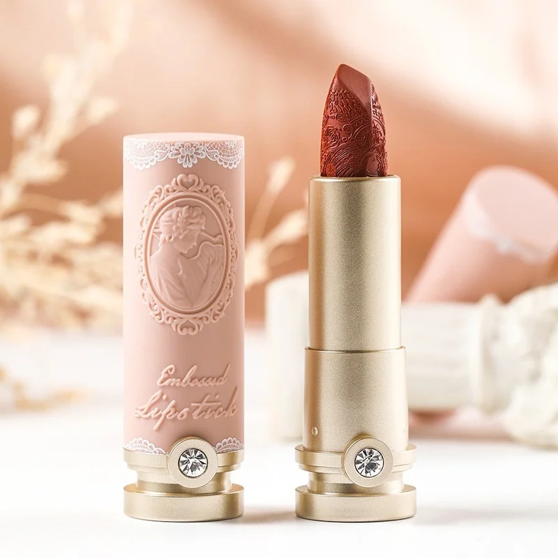 Rome Vintage Relief Matte Lipstick Long Lasting Non-stick Cup Nude Color Lip Beauty Makeup Smooth Waterproof Lipstick Gift