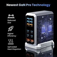 240W GaN Charger 6-IN-1 140W PD3.1 PPS USB Type C Digital Display Fast Charging Station for iPhone 16 15 MacBook Laptops Samsung 6