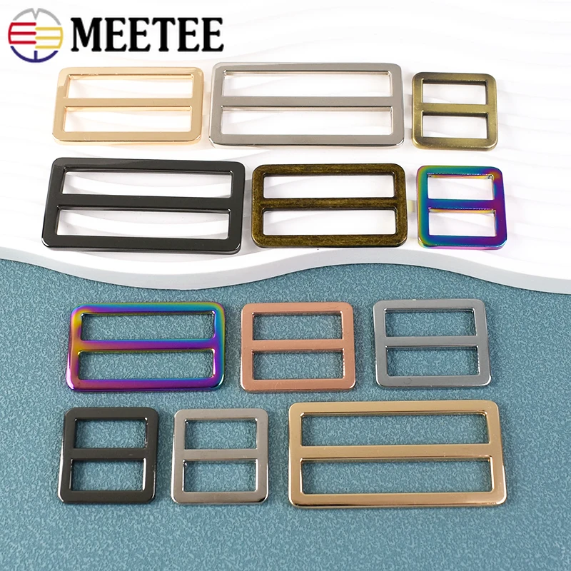 5Pc Meetee 16-50mm fibbia per cintura in metallo fibbie Tri-Glide cinturino per borsa moschettone anello cinghie per cinghie di regolazione chiusura