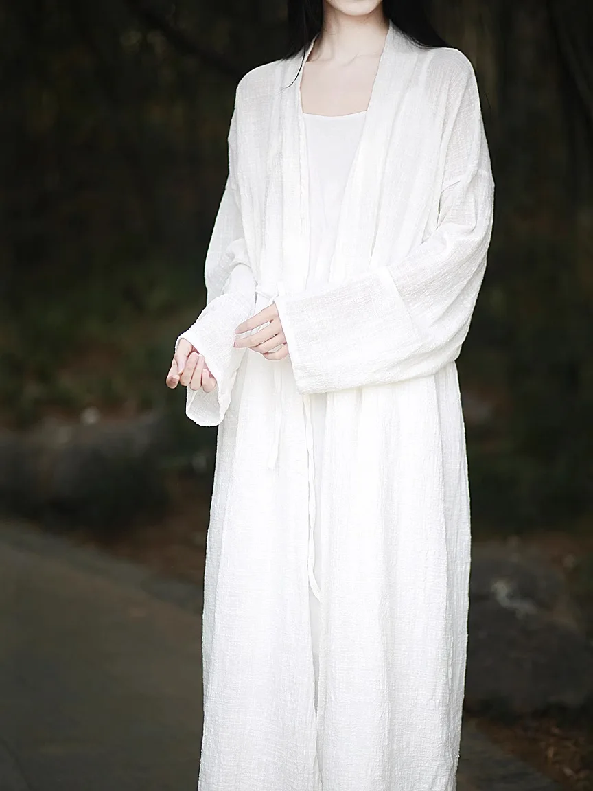 Chinese style retro literary Zen big cardigan with belt, cool wind gentle feeling, new Chinese sunscreen 3 colors