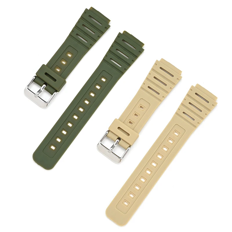 لساعة كاسيو CA-53W CA-61W FT-100W W-520U حزام الساعات الراتنج حزام محدب سوار مقاوم للماء الرجال معصمه مع أداة التبعي