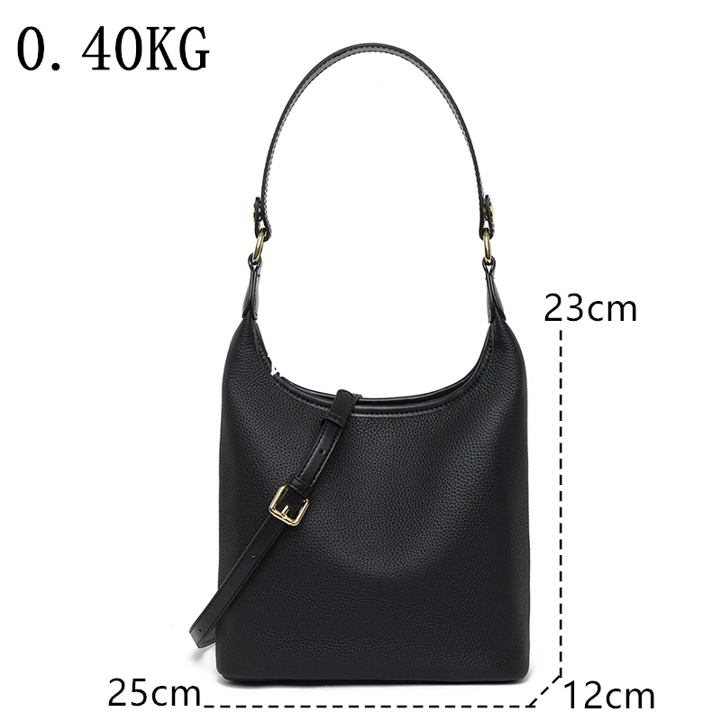 100% Genuine Leather Bucket Shoulder Bag Fashion Women Handbag Luxury Female Tote Bags High Quality Cow Leather Crossbody Bag