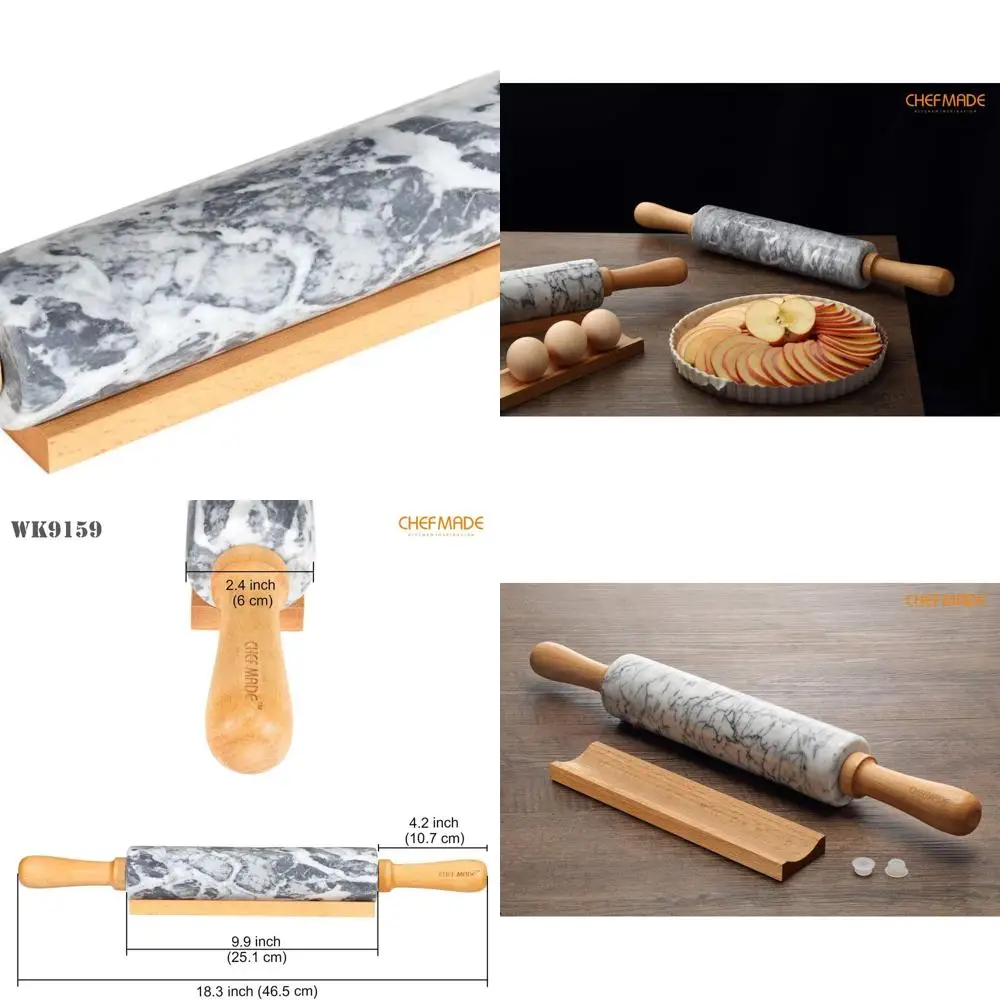 

Серо-белая мраморная скалка с антипригарным покрытием, 18 шт., деревянными ручками и подставкой для хранения