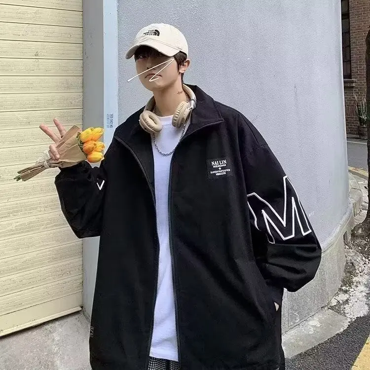 

Мужская повседневная бейсбольная куртка, модная корейская версия, большой размер 250, осенне-зимняя джинсовая ткань, модная спортивная одежда