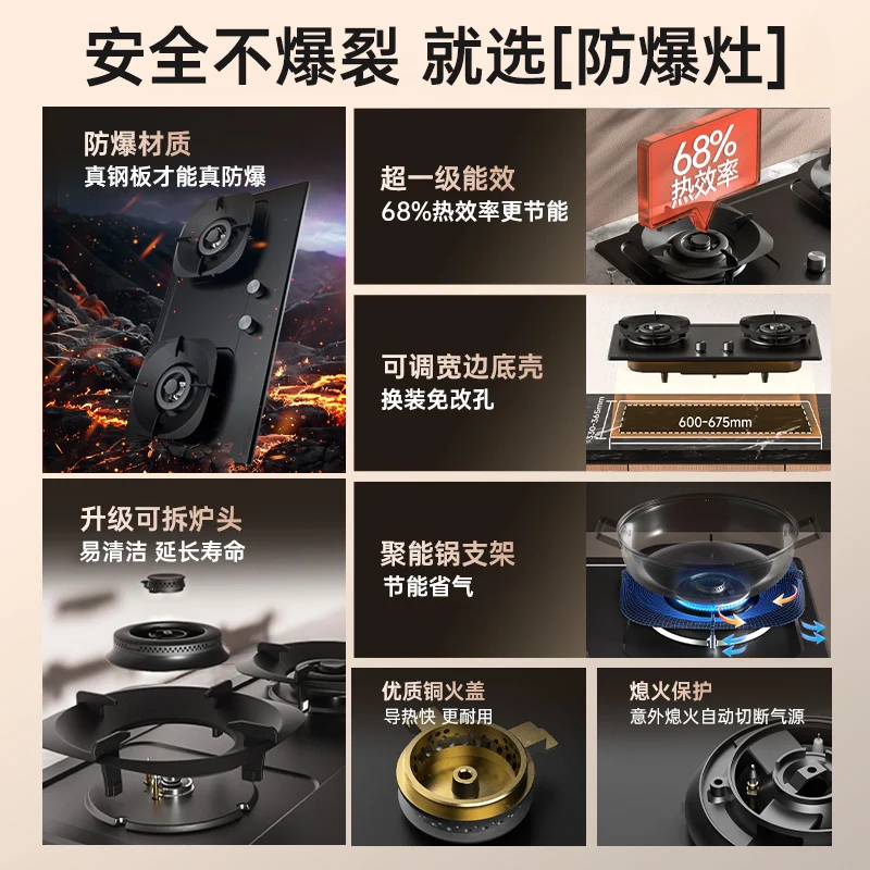 Gasherd Haushalt Doppelherd Erdgas Feuer Flüssiggas explosionsgeschützter Herd