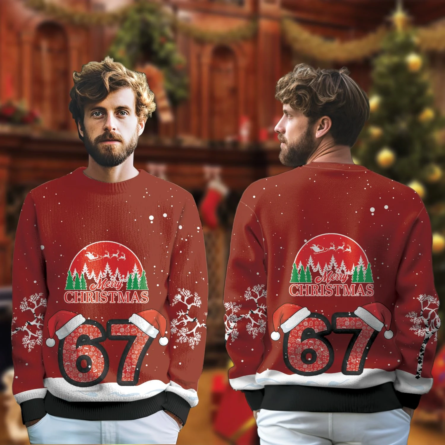 مضحك 6 7 سترة عيد الميلاد القبيحة للنساء الرجال الملابس ستة سبعة رجالي البلوز عطلة البلوز البلوزات 67 البلوفرات الملابس #1