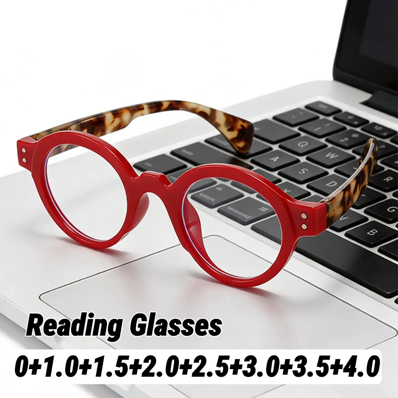 

Retro Small-Frame Round Presbyopia Glasses Stylish Spring Legs High-Quality Reading Glasses Unisex Blue Light Blocking Goggles