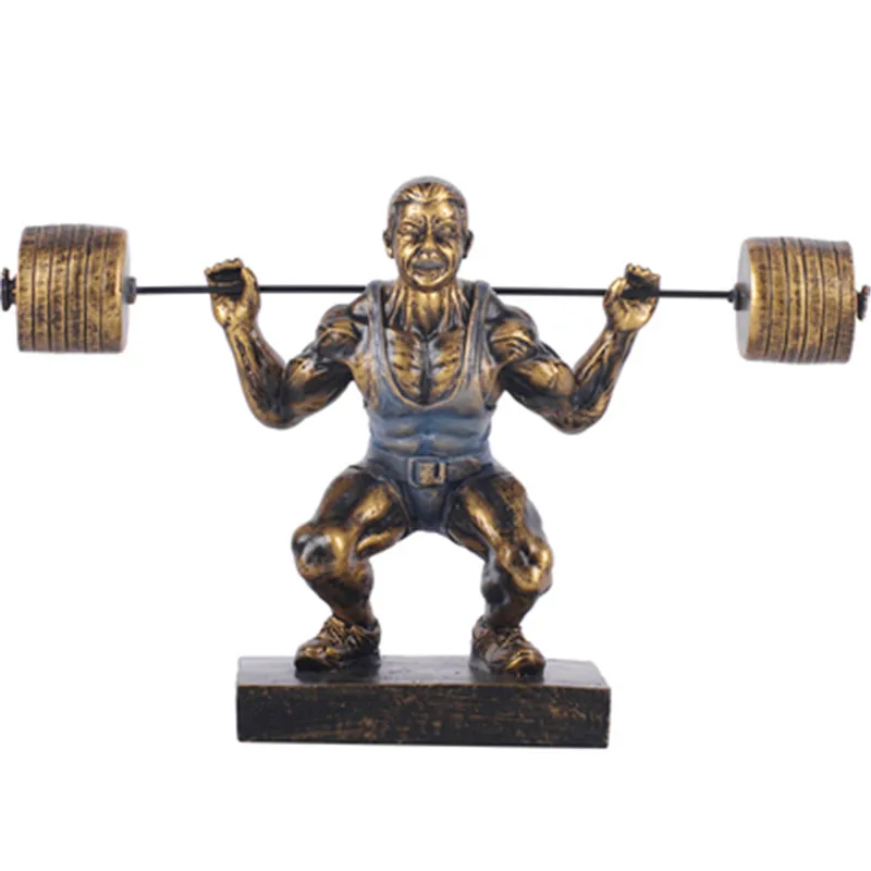 

AMERICAN CREATIVE CRAFTS RETRO WEIGHTLIFTER RESIN STATUE OFFICE STUDY LIVING ROOM ENTRANCE HOME DECOR ORNAMENTS A1392