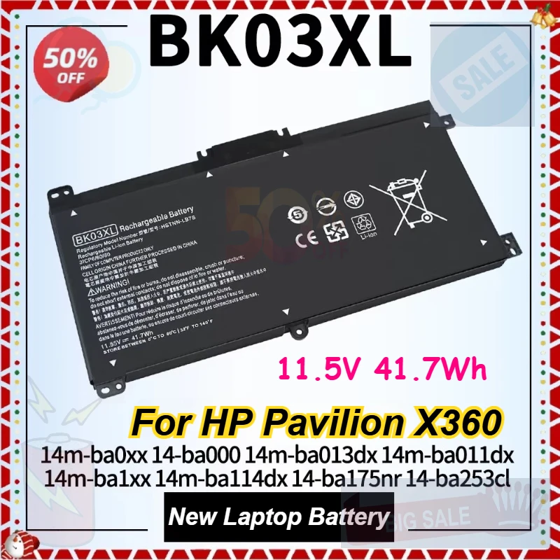 

BK03XL Laptop Battery for HP Pavilion X360 14M-BA0XX 14-BA000 14M-BA013DX 14M-BA011DX 14M-BA1XX 14-BA033TX 14-BA047TX TPN-W125
