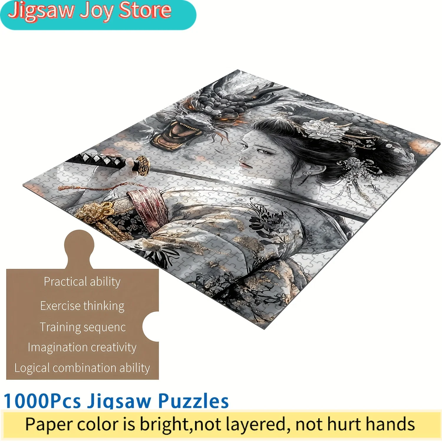 

Традиционная японская одежда и пазл с изображением воина-дракона - высококачественный пазл, портативный и устойчивый к царапинам, идеально подходит для семейного досуга.