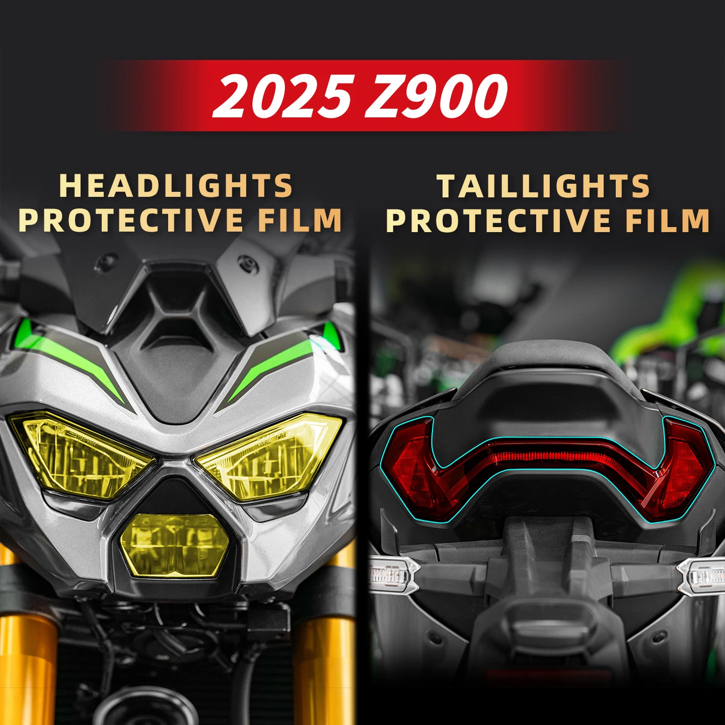 

For KAWASAKI Z900 2025 Motorcycle Lamp Accessories Transparent Protective Film Bike Headlight And Taillight Refit Stickers Decal