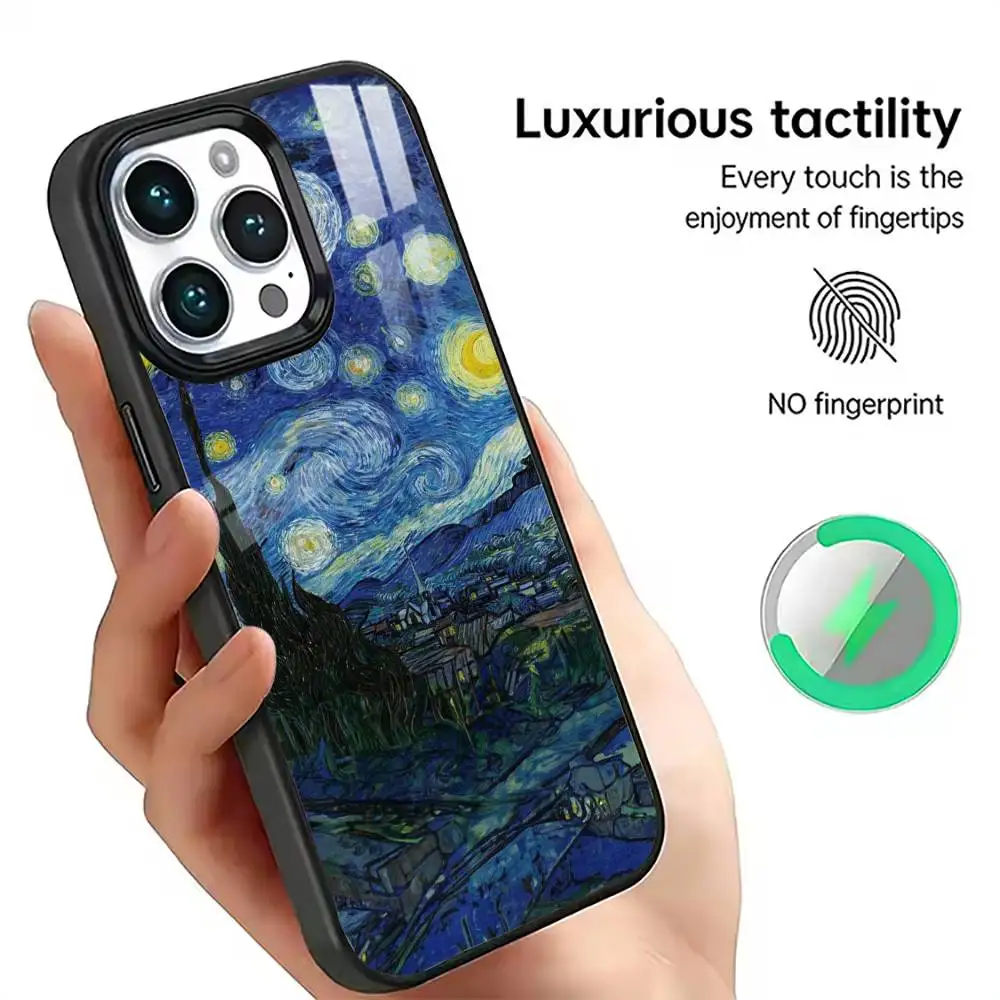 Art Van Gogh Starry sky  Phone Case For iPhone17,16,15,14,13,12,11 Plus,Pro Magnetic For Magsafe Wireless Charging