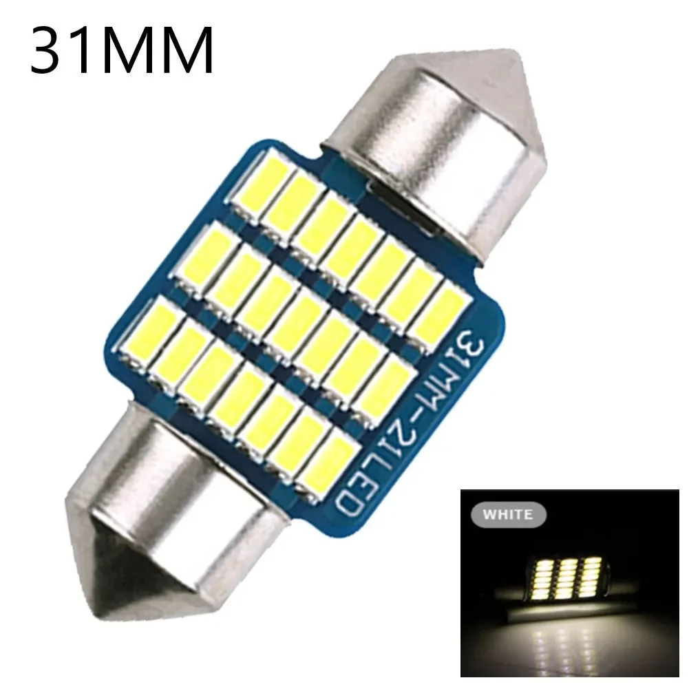 

1PC Car LED Dome Light Reading Light Double Tip 21SMD License Plate Light 31mm DC12V 600LM License Plate Lamp Parts