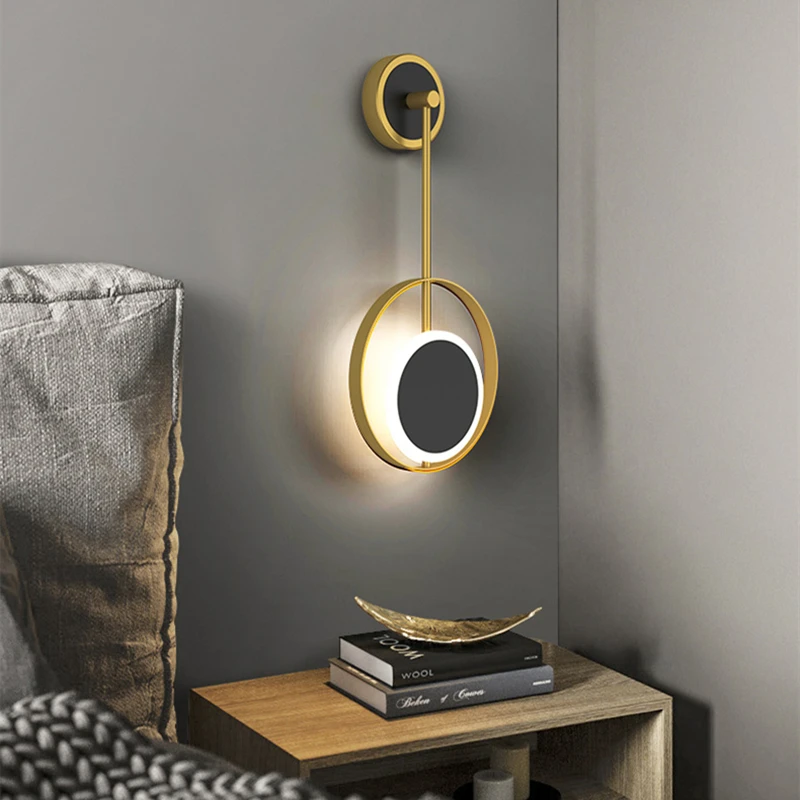 

Modern Interior Wall Light Indoor LED Round Decoration Lamp Golden Minimalist Stair Light Living Room Bedroom Aisle Wall Lights