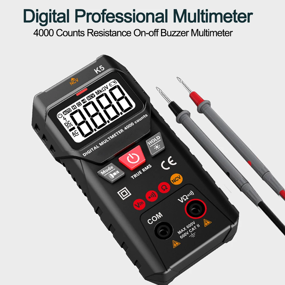 متعددة الوظائف الرقمية المتعددة صحيح RMS يده عالية الدقة تستر NCV التيار المتناوب/تيار مستمر أداة مقاومة الجهد أوم