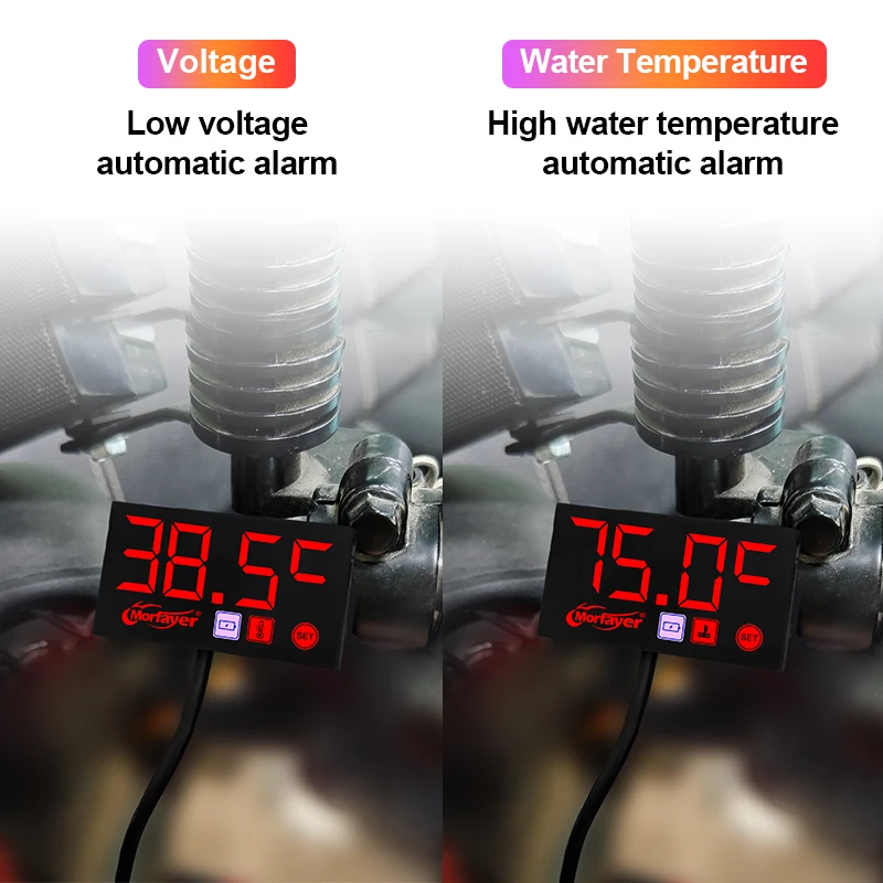 New Model 3-In-1 Motorcycle Led Digital Watch Air Temperature Water Temperature Voltage Meter