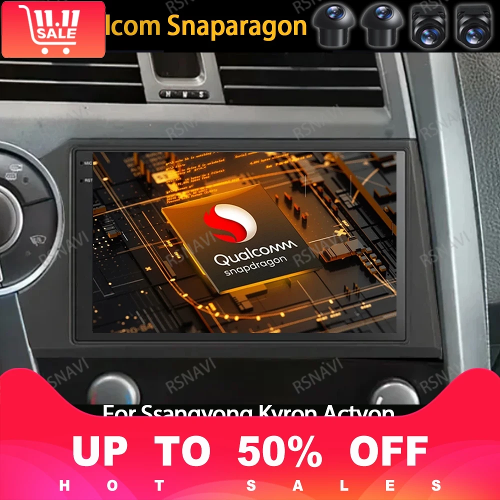 Android 14 Carplay Auto For Ssangyong Kyron Actyon 2005 2006 2007 2008 2009 2010 - 2013 GPS NAVI 4G WIFI Multimedia Video Player