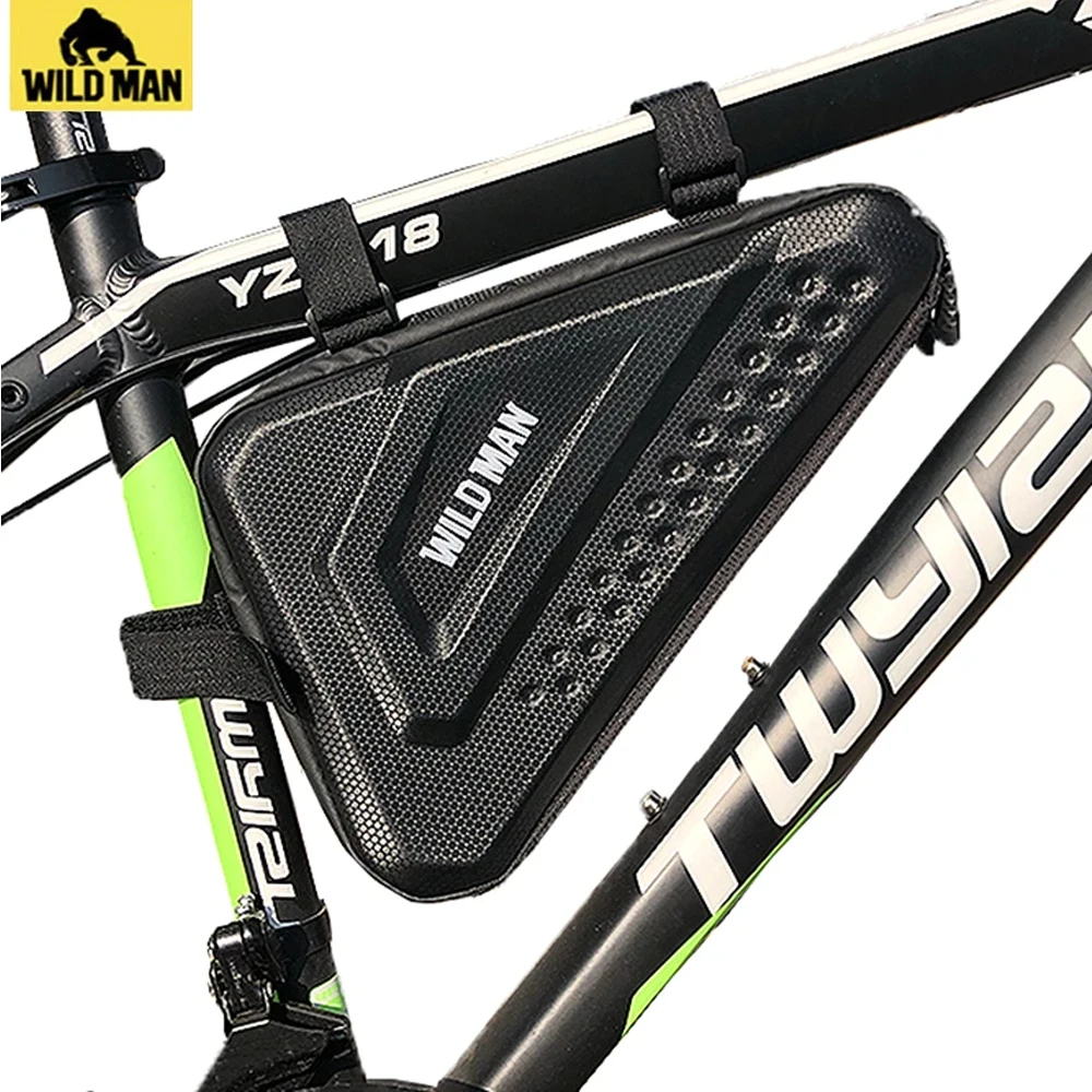 

WILD MAN Hard Shell Mountain Bike Frame Bag Rainproof Road Cycling Tools Bag Bicycle Triangle Bag Accessories Large Capacity 3L