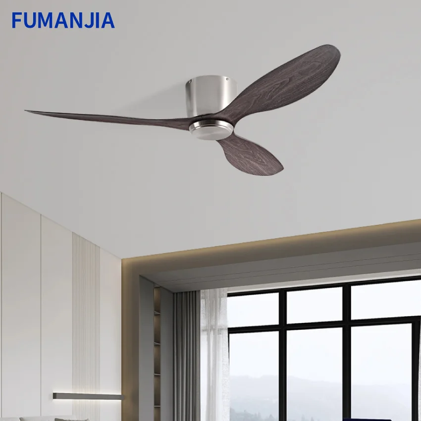 FUMANJIA Низкопольный ультратонкий потолочный вентилятор постоянного тока 17 см с дистанционным управлением, 6-скоростной бесшумный инверторный двигатель, функция синхронизации, без света
