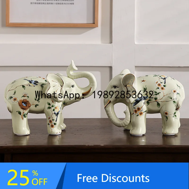 

CZ Ceramic Elephant Ornament Office Living Room Soft Decoration Ceramic Accessory