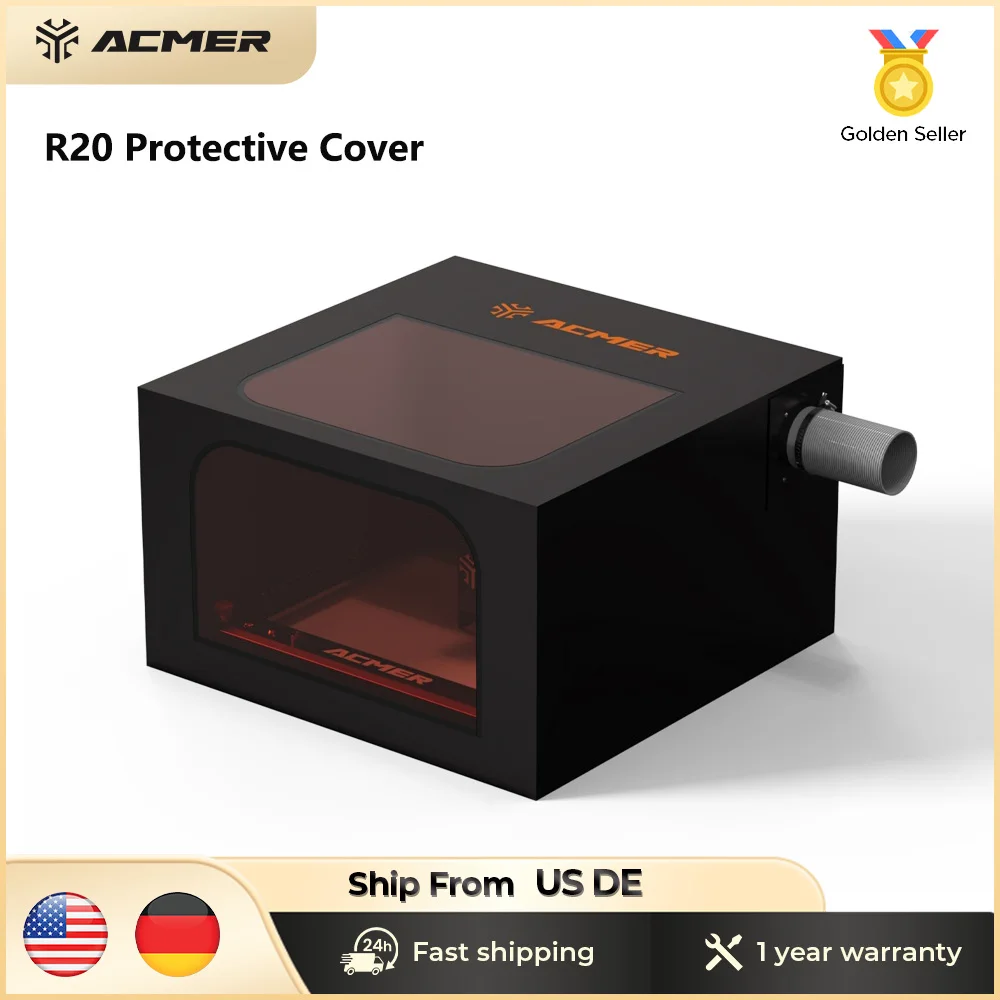 

ACMER R20 Protective Cover Laser Engrave Enclosure Fireproof and Dustproof Smoke Eye Protection Vent with Exhaust Fan and Pipe