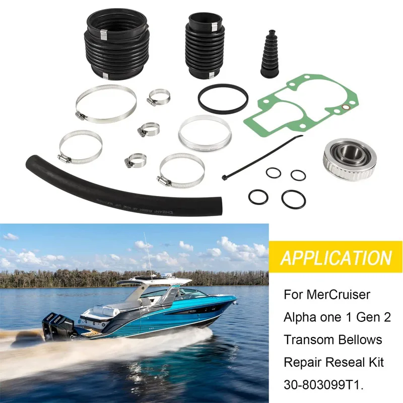 YMT Stern Drive Transom Seal Repair Kit with Exhaust Bellows 30-803099T1 Fits for MerCruiser Alpha One, Gen II Marine Accessorie