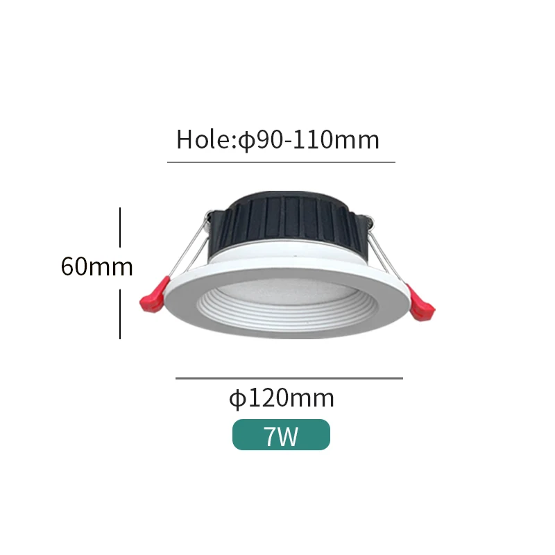 Dimmbare LED-Einbauleuchte, 110 V, 7 W, rundes Licht, Deckenleuchte, Lampe, 220 V, Innenbeleuchtung, Heim-Spot, Küche, Schlafzimmer