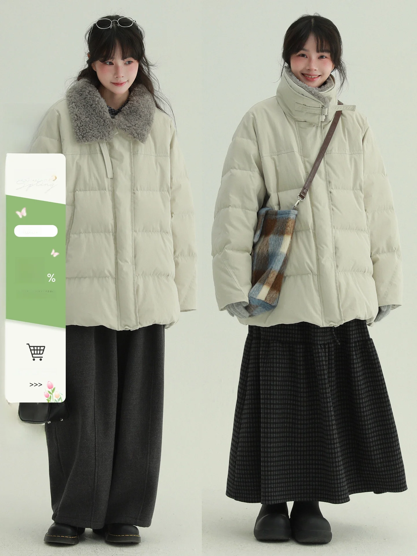 

Rare Mid-Length 90 down Women's Puffer Jaet with Removable Fur Collar Casual Warm Outerwear for Winter Thi Long Sve