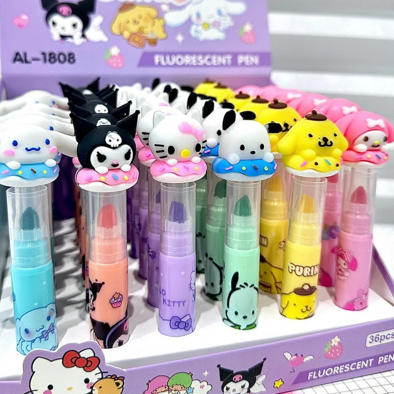 

36 pcs/lot Sanrio Kawaii Animal 6 Colors Highlighter Pen Cute Drawing Marker Pens Fluorescent Pen Office School Supplies