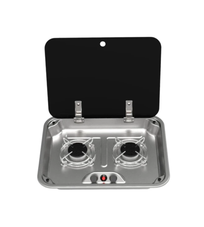 RV Kitchen Appliances Stainless Steel Gas Stove 2 Burner Gas Cooktop for Truck Camper Van