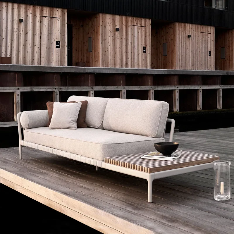 Nordic outdoor sofa rattan solid wood rain and sun protection courtyard garden open-air balcony