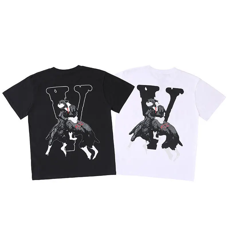 

Европейская и американская уличная мужская и женская свободная футболка большого размера с коротким рукавом и надписью «Собака» с большим V-образным принтом