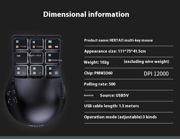 Mysz do gier HERTAO Niestandardowe programowanie Mysz e-sportowa Lekki czujnik PMW3360 Ergonomia Akcesoria dla graczy Prezenty Biuro