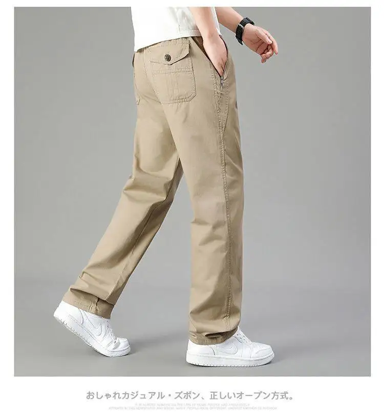 Große Größe männer Cargo Hosen Beiläufige Lose Gerade Hosen Baumwolle Lange Hosen Zipper Taschen Herren Jogger Hosen 5XL 6XL – Detail 10