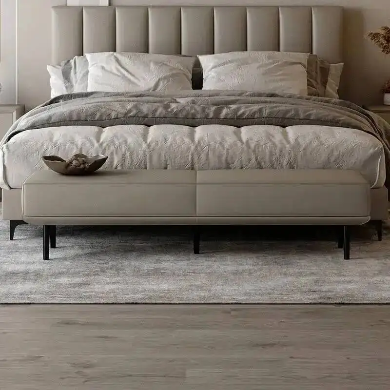 Taburete tapizado de lujo rectangular nórdico, taburete sencillo y cómodo, taburete europeo moderno Cambiar Taburete De Zapatos Furniture