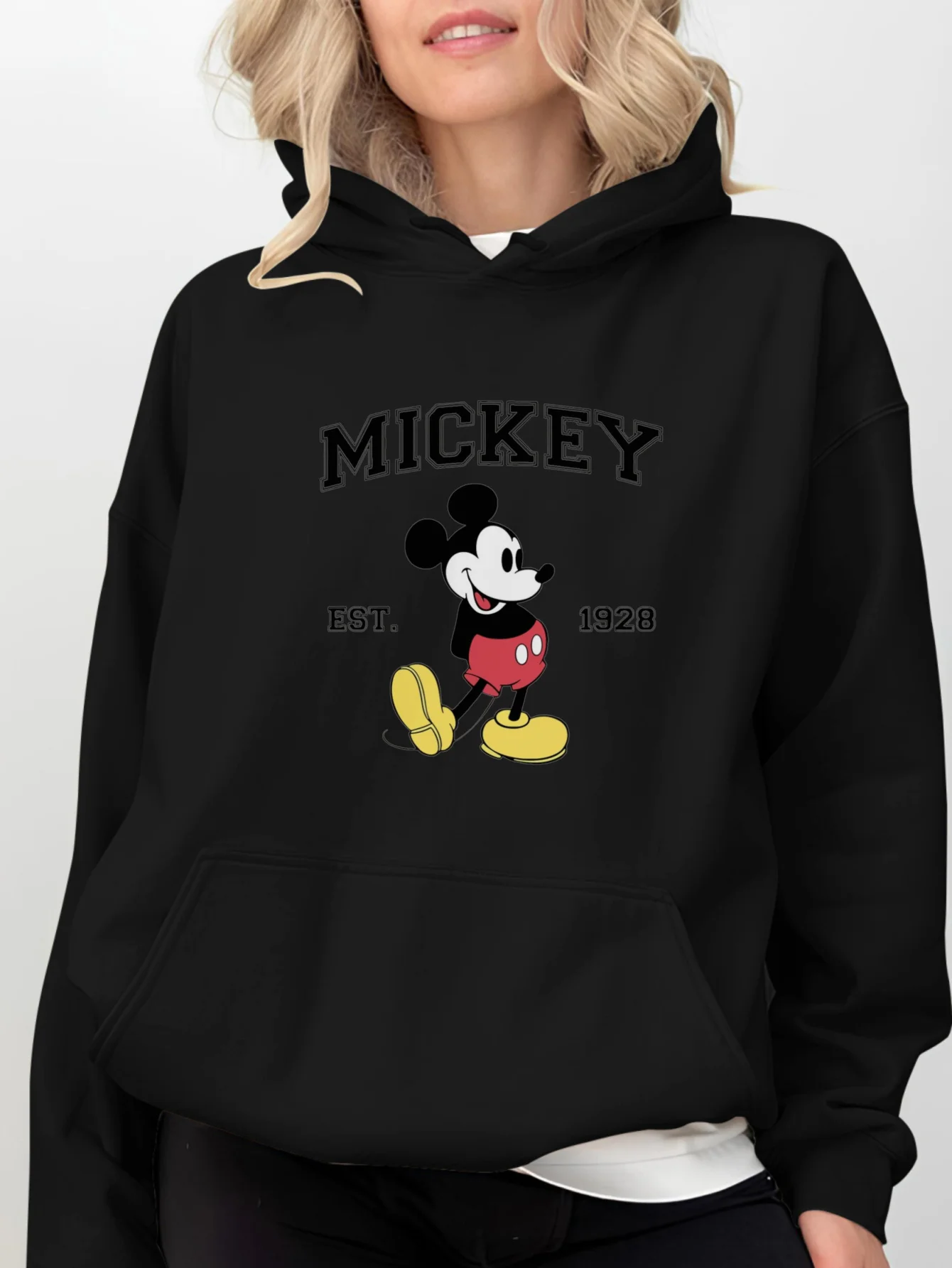 Disney Mickey Mouse Frauen Hoodie Herbst Winter Fleece Casual Unisex Pullover Sweatshirt Kleidung Hoody Streetwear Übergroßen