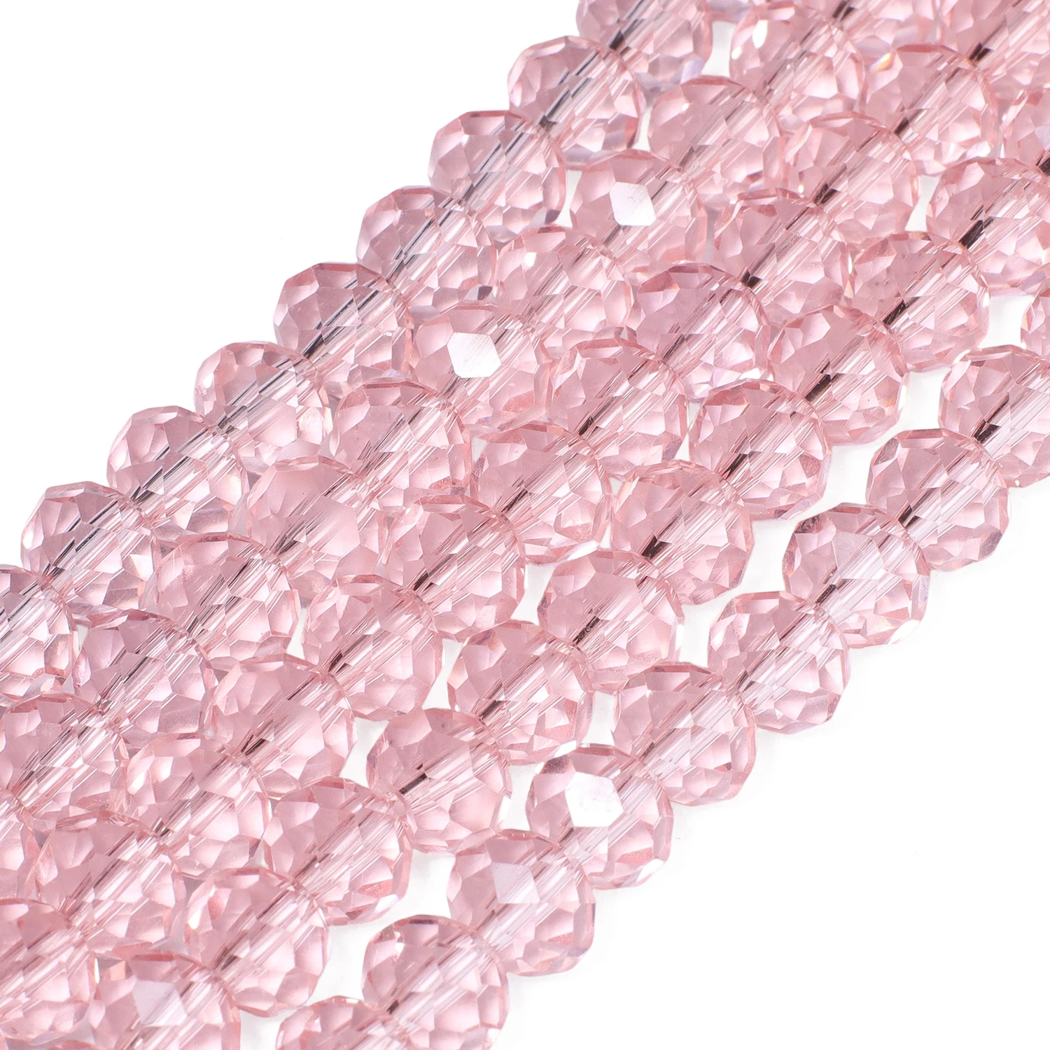 Faceted Pink Crystal Glass Beads Natural Loose Round Rondelle Beads For Jewelry Making DIY Bracelet Necklace 4/6/8/10/12mm 15\