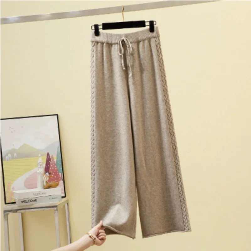 

Новые вязаные широкие брюки длиной до пола, современный стиль, женский комплект с юбкой, топ с короткими рукавами, брюки с высокой талией E11138