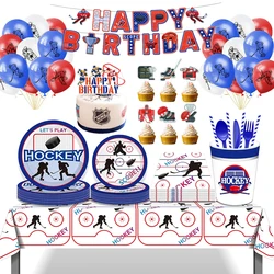 Ice Field Hockey Party Disposable Tableware Paper Plates Cups Balloons Banner Bunting Flag Kids Baby Shower Birthday Party Decor