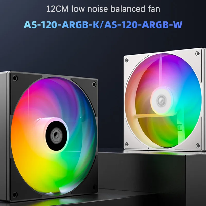 ID-COOLING AS-120-ARGB 12CM Low Noise PC Case Fan 5V 3PIN ARGB 12V 4PIN PWM 120MM Cooling Fan Support Concatenation For PC Gamer