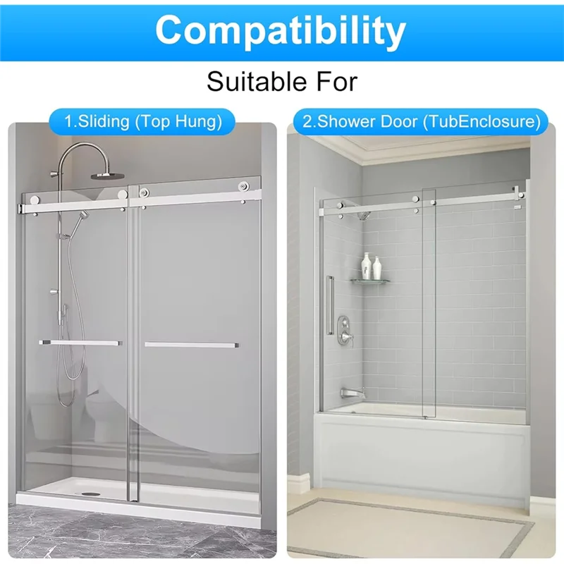 FAST-Sliding Shower Door Bottom Guide With Screw For Glass Shower Doors Fits 1/2In & 3/8In Glass Thickness